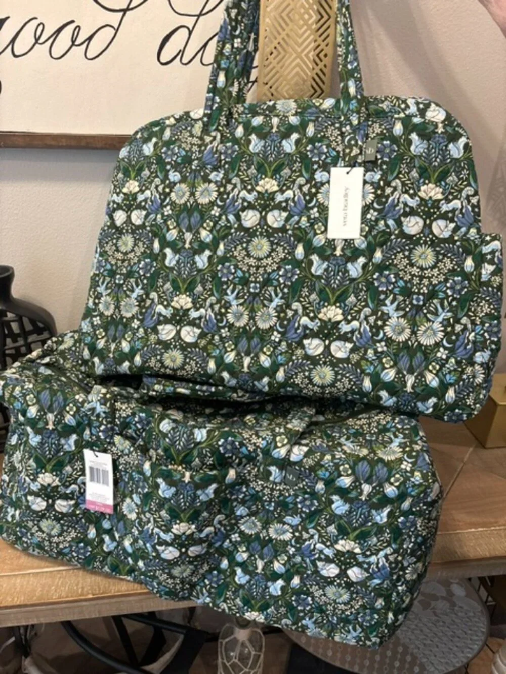 NEW Vera Bradley Enchanted Woods 2Pc Large Travel Duffel & Weekender Set